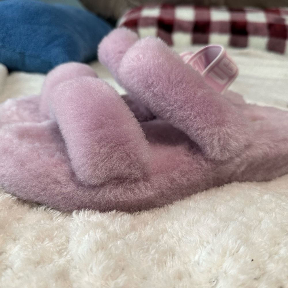 UGG Women's Oh Yeah Sheepskin Slingback Slide Slipper 9 Double Strap Lilac